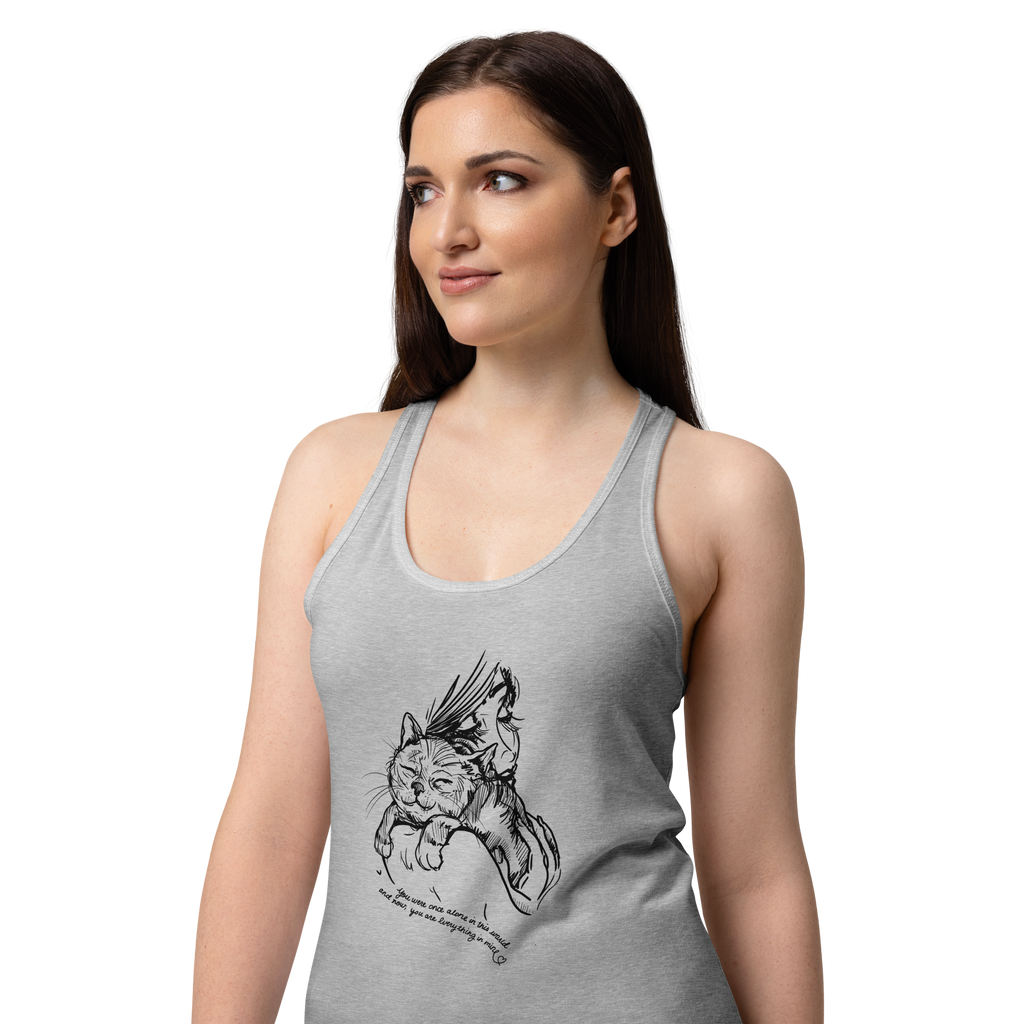 AMA You're My World Cat Fitted Racerback Tank Top