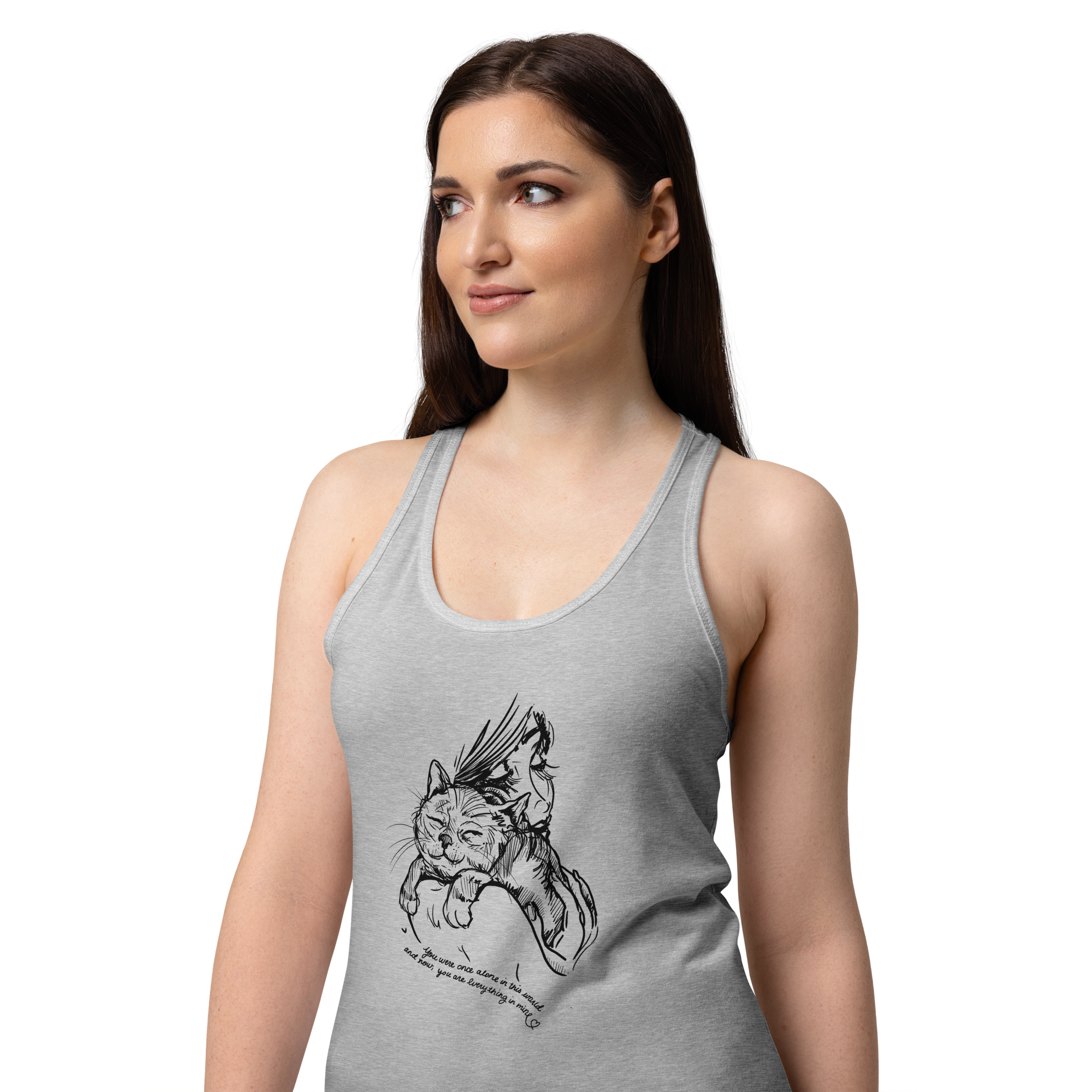 AMA You're My World Cat Fitted Racerback Tank Top